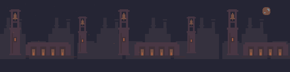 Copper bell towers above the old forge.